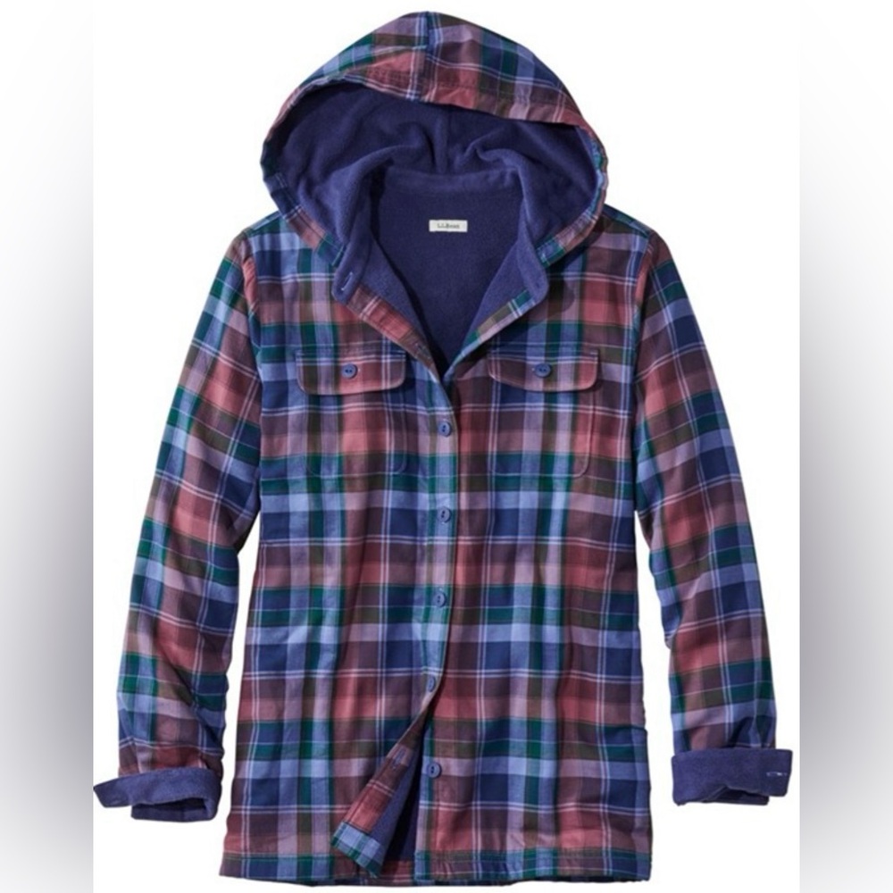 L.L. Bean Multicolor Plaid Fleece-Lined Jacket